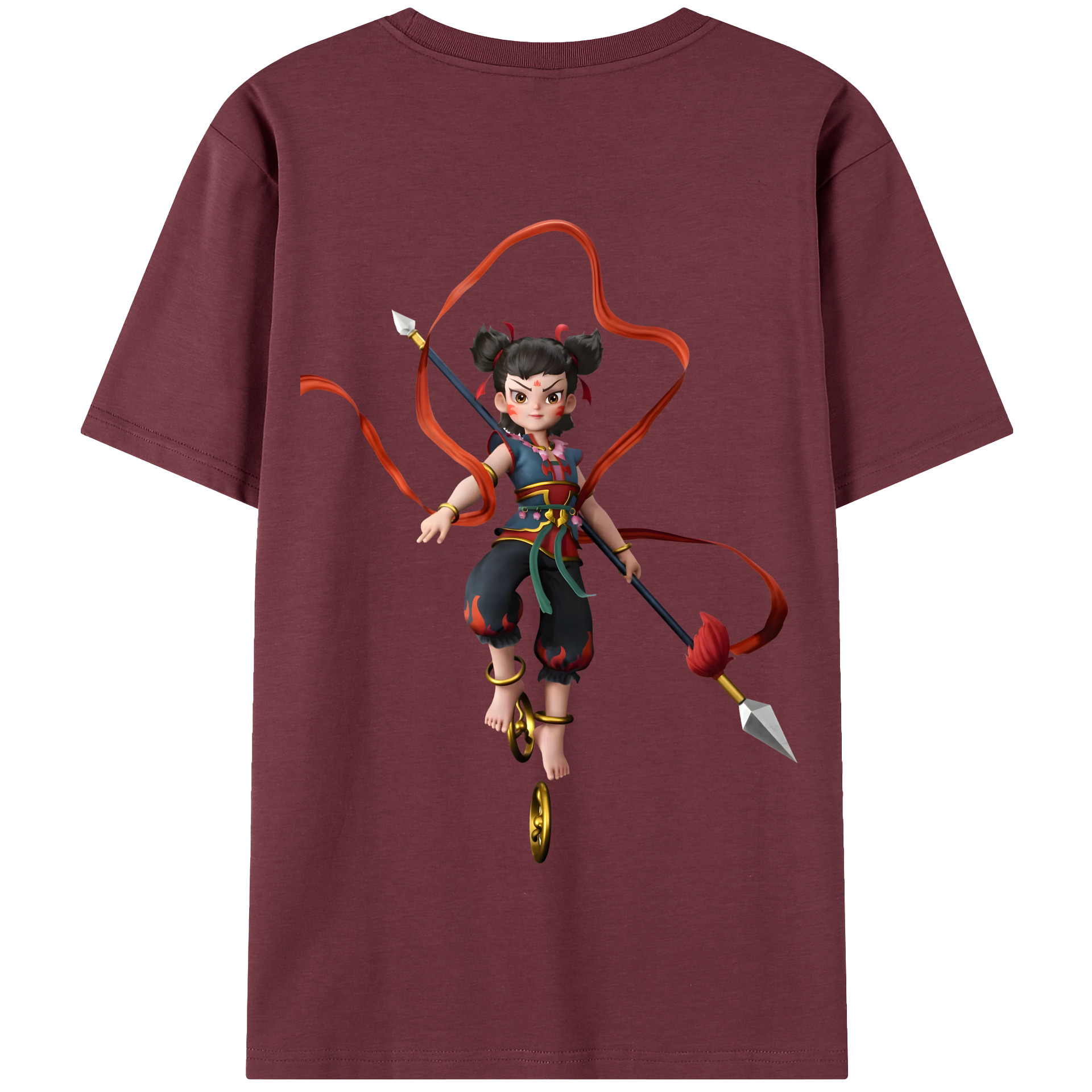 （画像用） Ne Zha 2 ナタ 魔童の大暴れ 綿100％半袖Tシャツ（背面プリント）